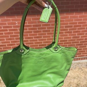 Green Coach purse! Adds a fun pop of color to any outfit.